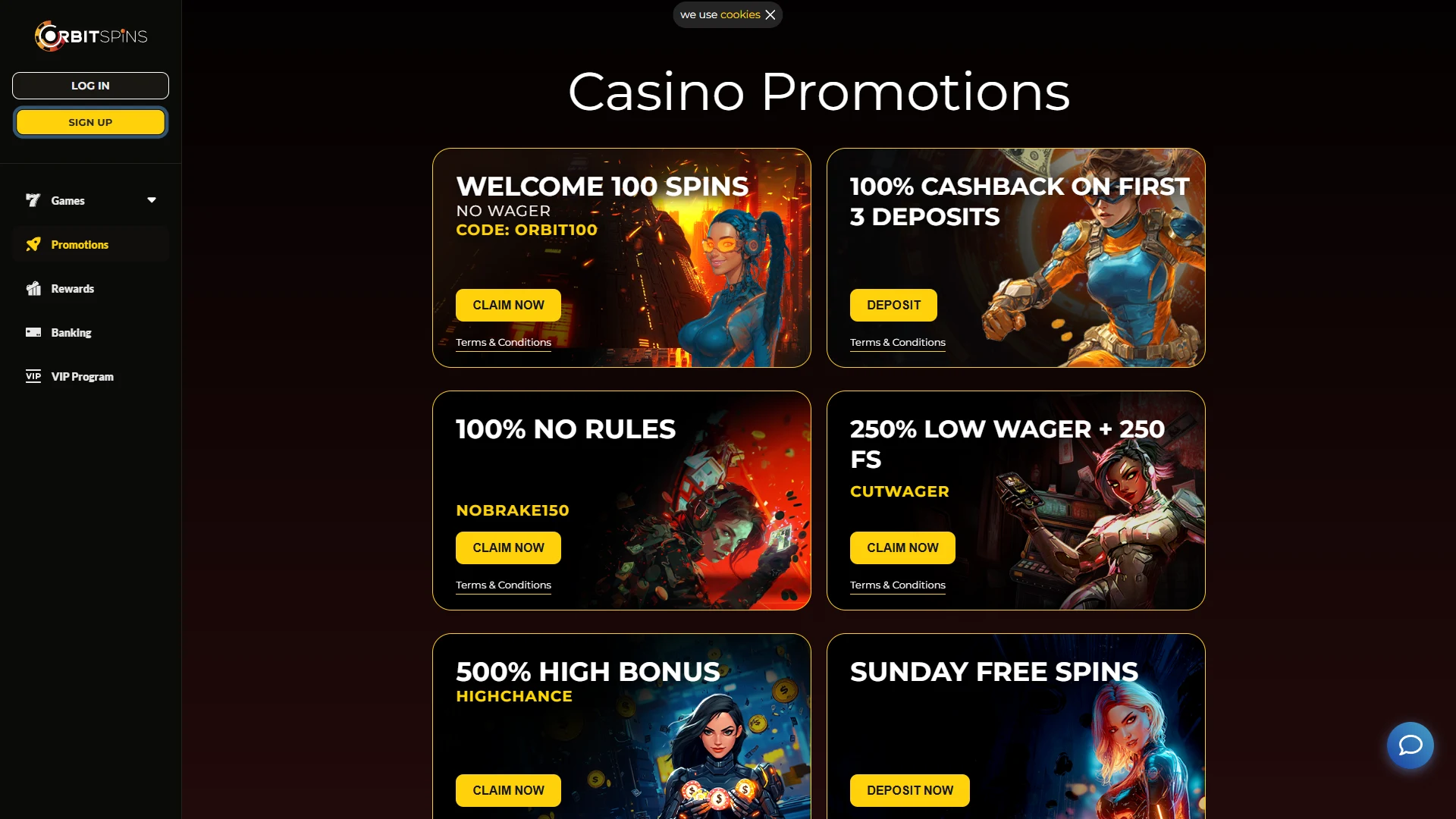 Orbit Spins promotions page